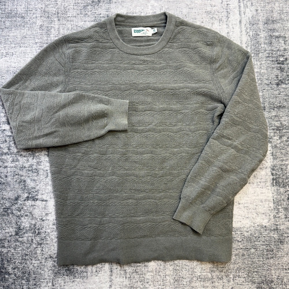 Wellen Sweater Men Medium Gray Wave Texture Stitch Merino Wool Coastal Huckberry